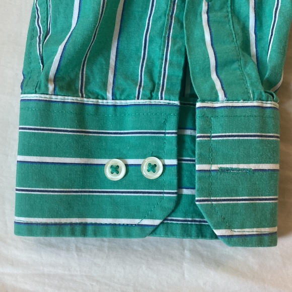 Izod size XL green with white & blue stripes longlseeve button down shirt - Picture 5 of 5